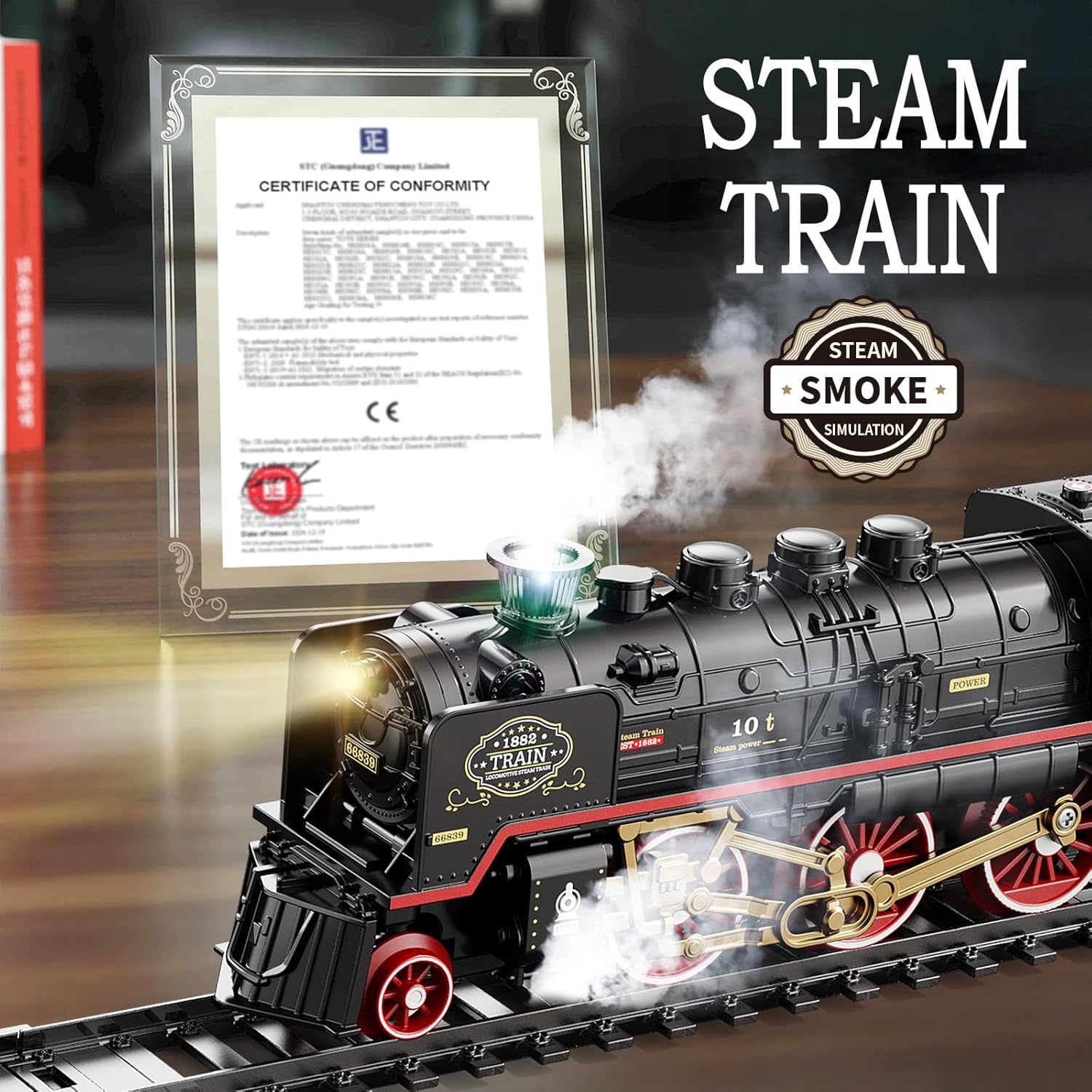 Classic Steam Engine Train Set with Smoke & Steam Simulation - Image 4