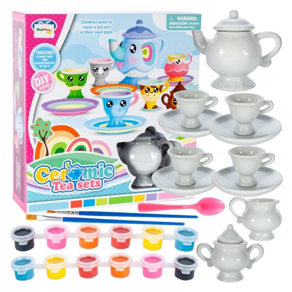 ১৮ পিস ডিআইওয়াই (DIY) সিরামিক টি সেট – রঙ করার খেলনা