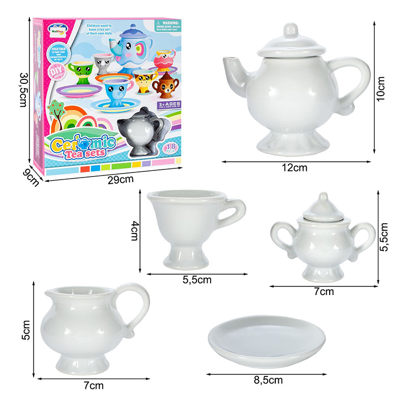১৮ পিস ডিআইওয়াই (DIY) সিরামিক টি সেট – রঙ করার খেলনা - Image 9