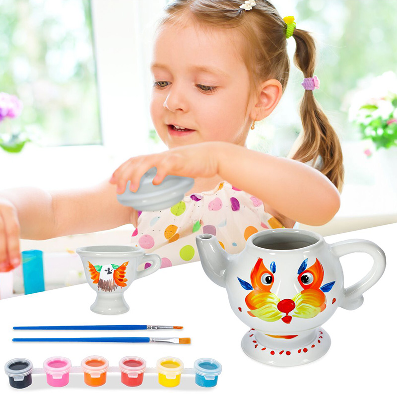 ১৮ পিস ডিআইওয়াই (DIY) সিরামিক টি সেট – রঙ করার খেলনা - Image 7