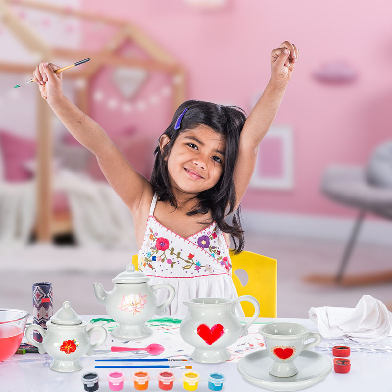 ১৮ পিস ডিআইওয়াই (DIY) সিরামিক টি সেট – রঙ করার খেলনা - Image 6