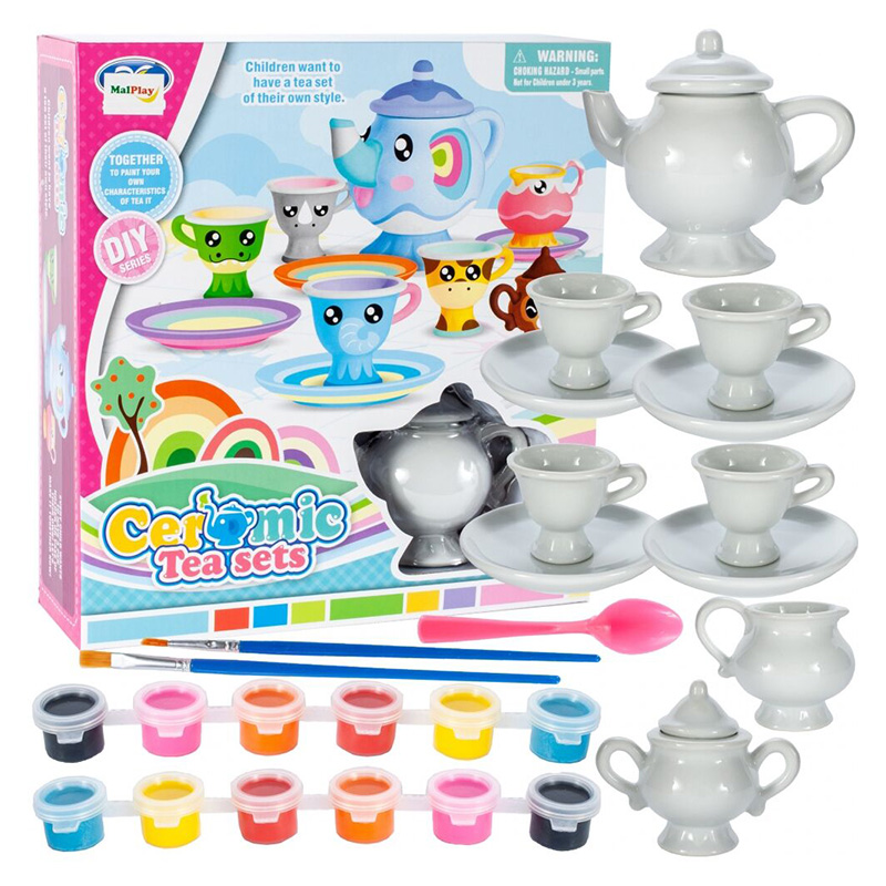 ১৮ পিস ডিআইওয়াই (DIY) সিরামিক টি সেট – রঙ করার খেলনা - Image 2