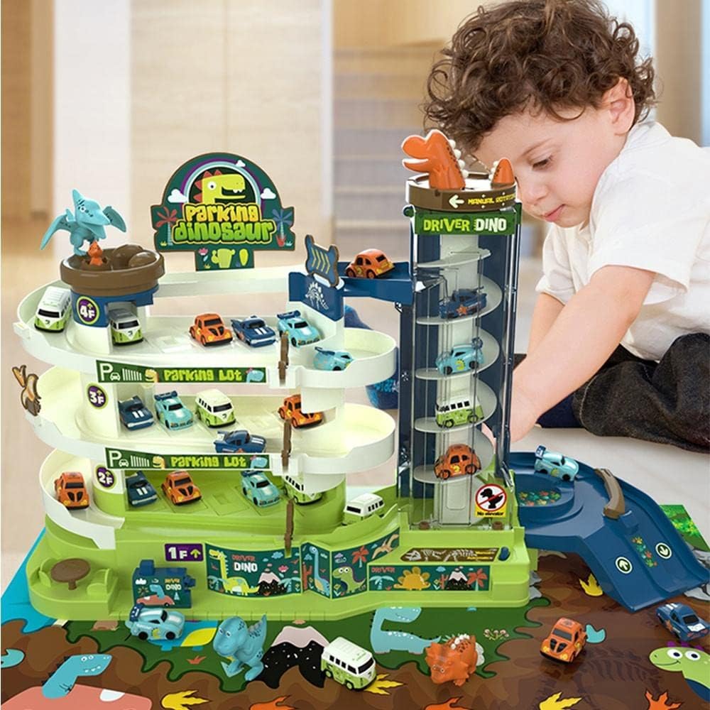 Dinosaur Track Car Building Building - Challenge Parking Game for Kids