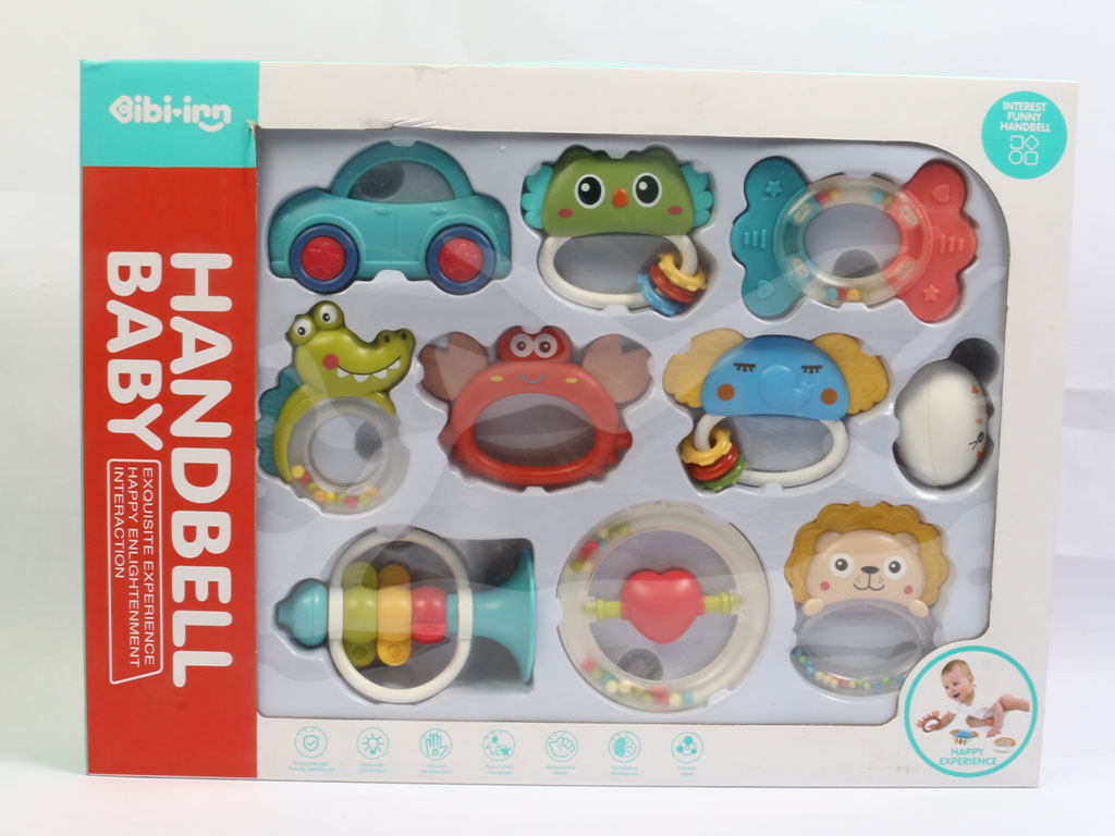 Bibi-inn প্রিমিয়াম ১০ পিস বেবি হ্যান্ডবেল এবং টিথার র্যাটল সেট - Image 8