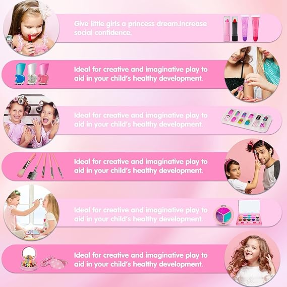বাচ্চাদের জন্য অল-ইন-ওয়ান বিউটি মেকআপ ব্যাগ সেট - Image 8