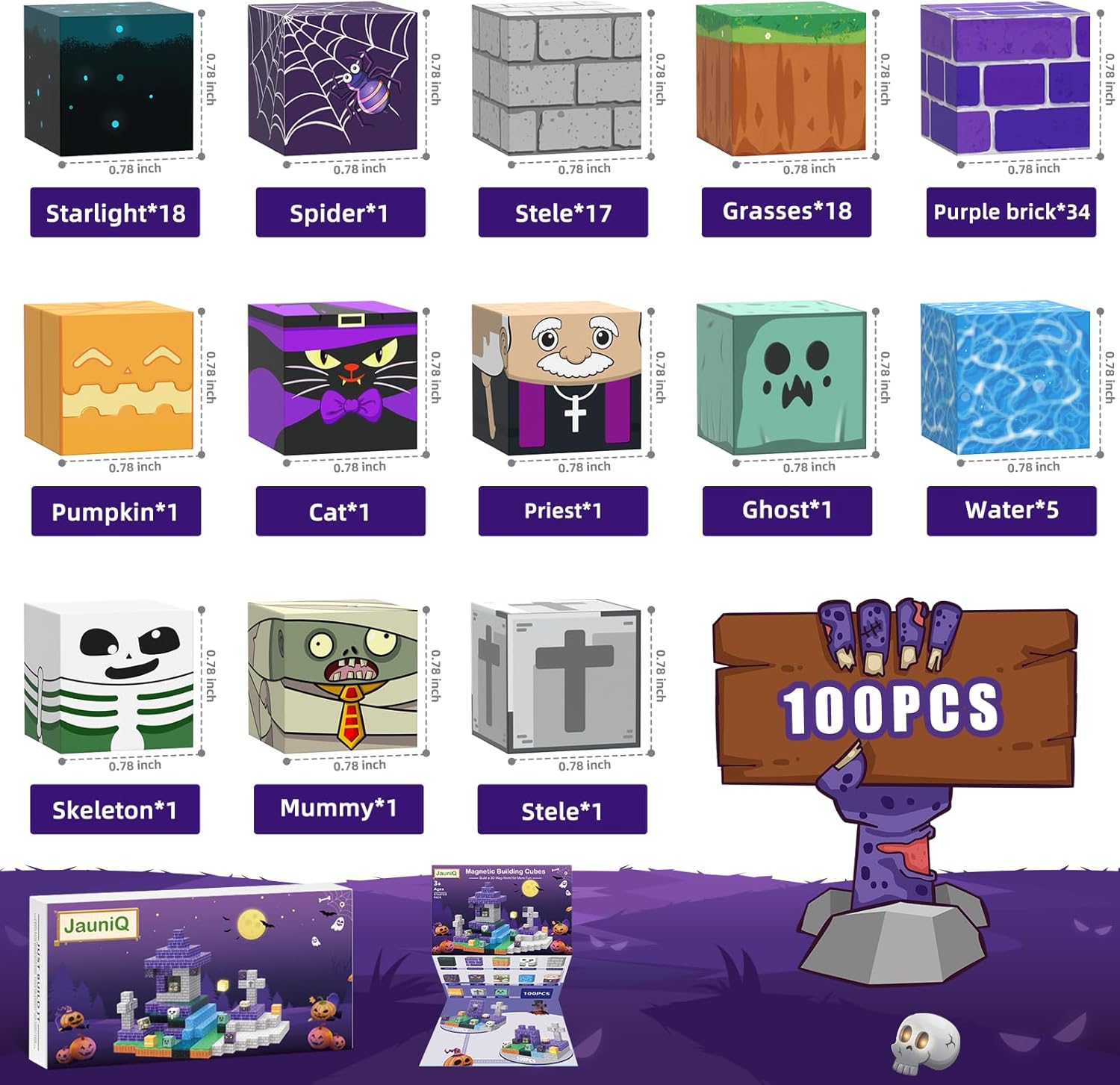 Magnet Cube Zone: Halloween Edition - 100 Pcs - Image 7