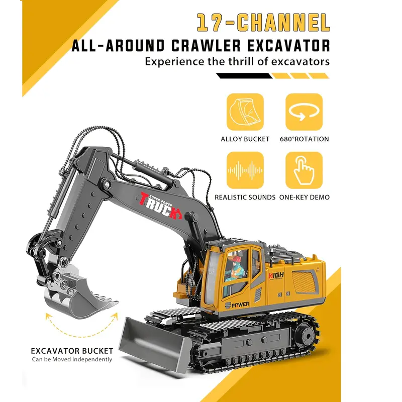 Engineering Team: 11/13 Channel Remote Control Alloy Excavator with Spray Function - Image 16