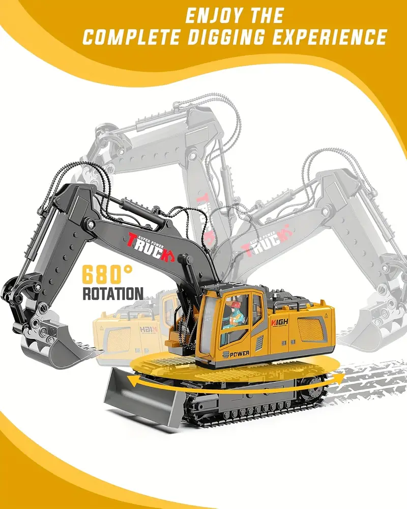 Engineering Team: 11/13 Channel Remote Control Alloy Excavator with Spray Function - Image 11