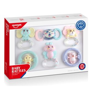 HUANGER Newborn Baby Rattles & Teethers Set (6-Piece Activity Pack)