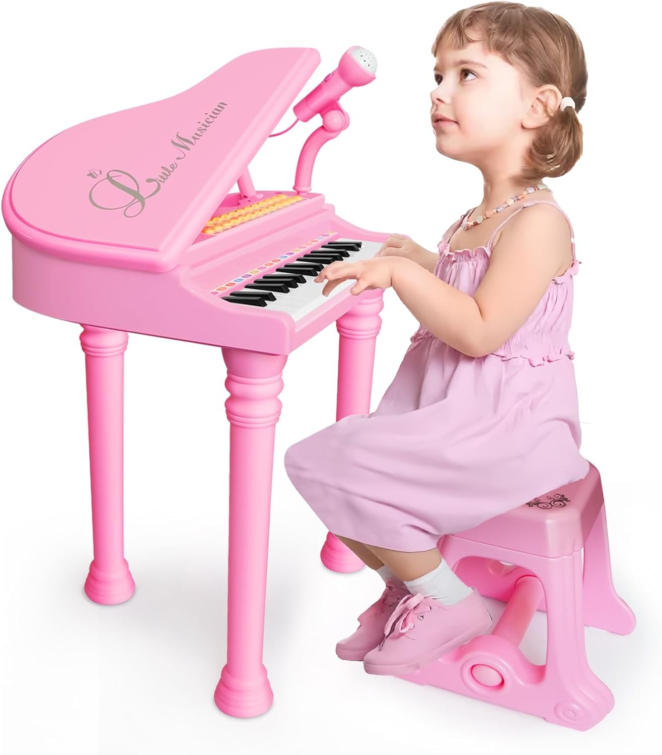 Musical Education Electronic Organ: Children's Grand Piano with Microphone and Chair Set - Image 4