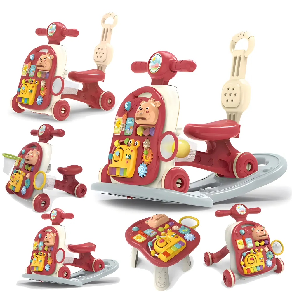 6-in-1 Multi-functional Baby Rocking Car & Walker with Music & Lights