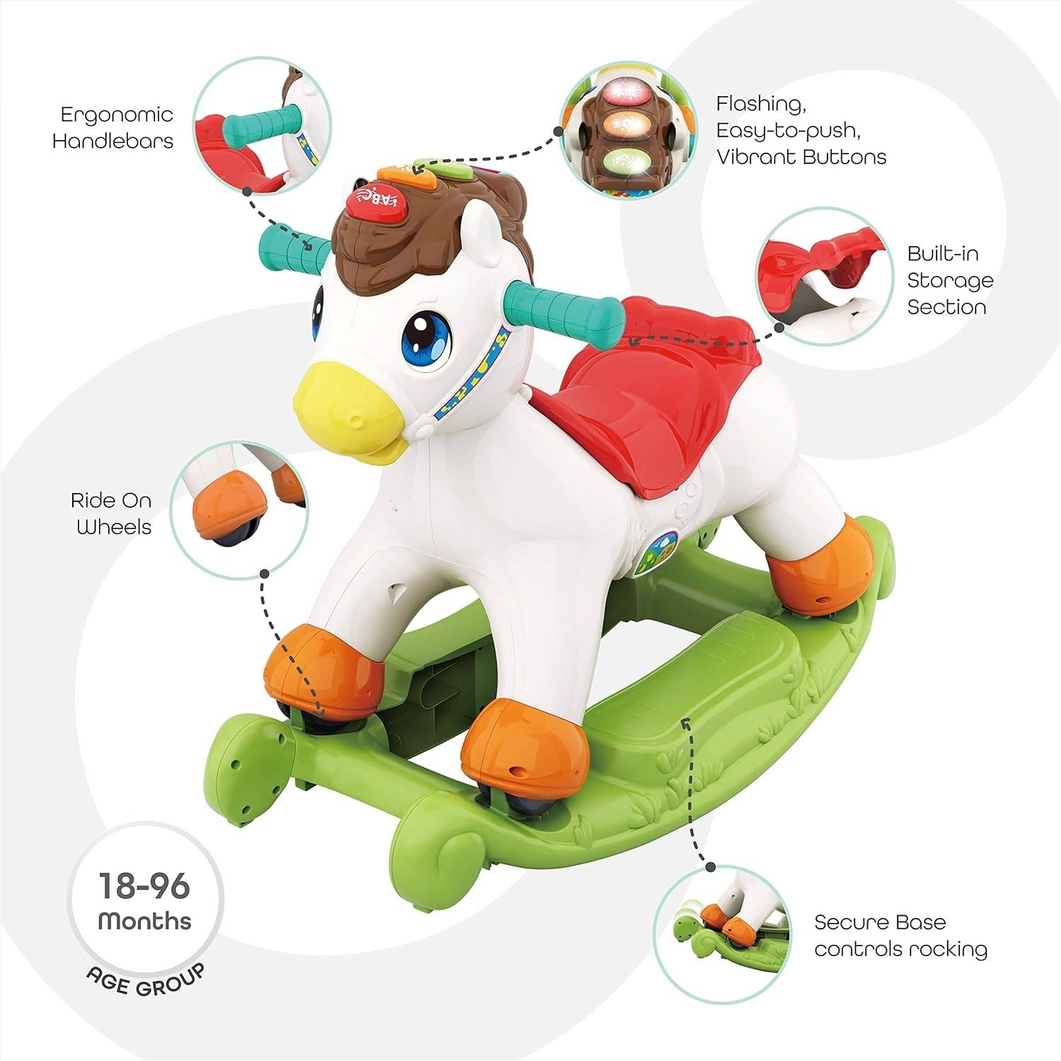 Hola 2-in-1 Rocking & Ride-on Pony Activity Center - Image 3
