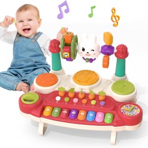 Multifunctional Rabbit Musical Keyboard & Drum Activity Center