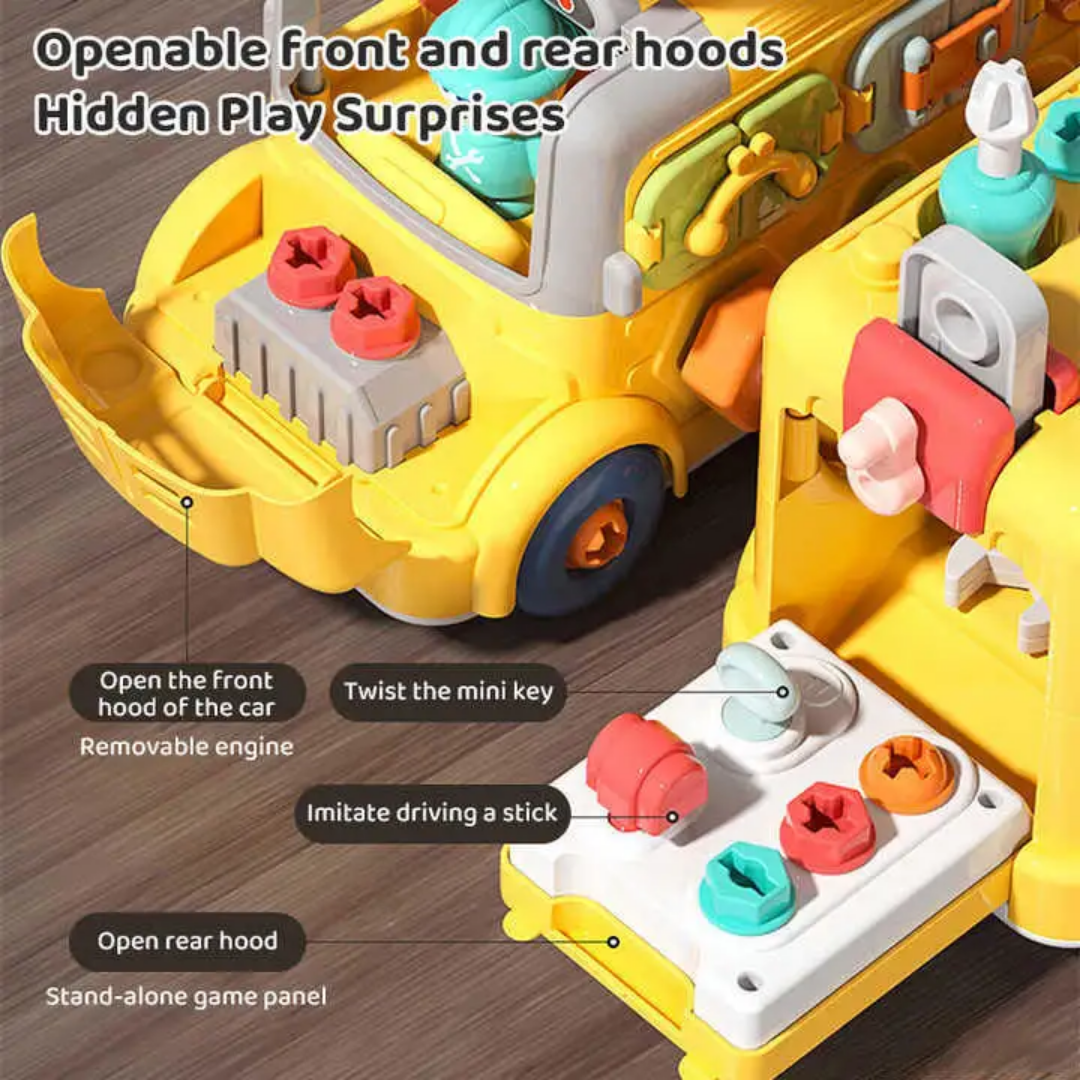 Little Builder's 5-in-1 Multifunctional Activity School Bus - Image 13