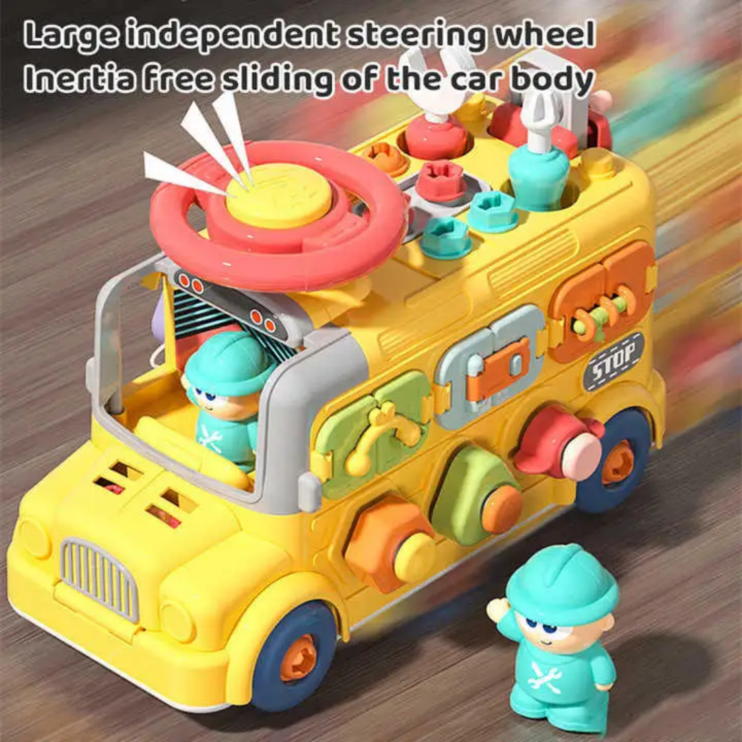 Little Builder's 5-in-1 Multifunctional Activity School Bus - Image 12
