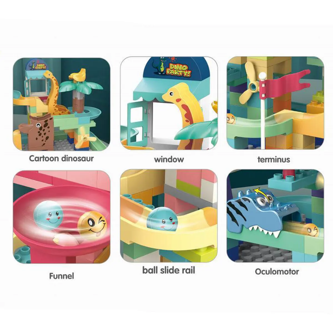 Dino Park Marble Run & Building Block Set (228 Pieces) - Image 3