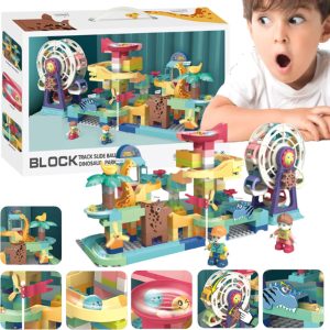Dinosaur Park Block Track Slide Ball & Ferris Wheel Building Set