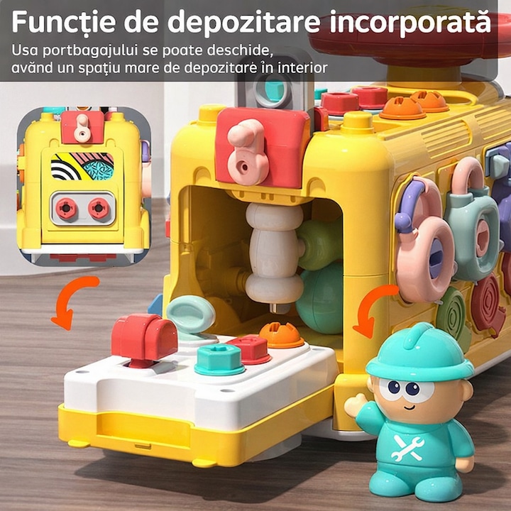 Little Builder's 5-in-1 Multifunctional Activity School Bus - Image 10